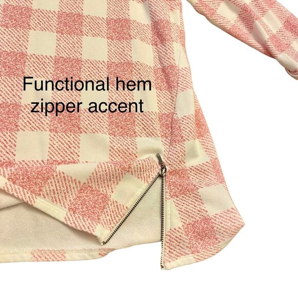 J Jill 3/4 Sleeve Modal Blend Buffalo Check Pink Women's Size Large - Picture 3 of 12